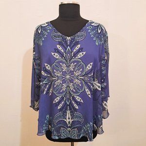 Quintessential Cape Top Butterfly Sleeve Floral Print Lining Size M New with Tag